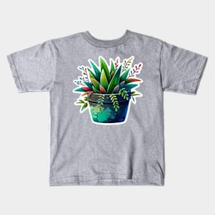 Watercolor plant sticker Kids T-Shirt